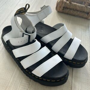 Dr. Martens Blaire Platform Sandal Leather Ankle Strap Buckle Bulky Scrappy